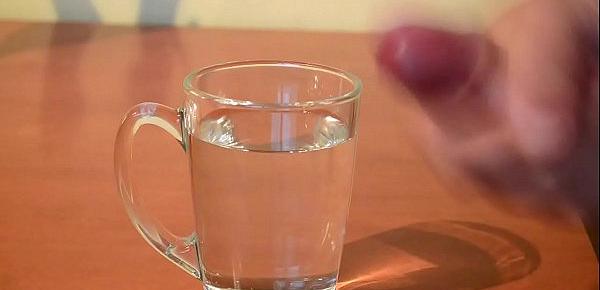  Cumming into glass of water